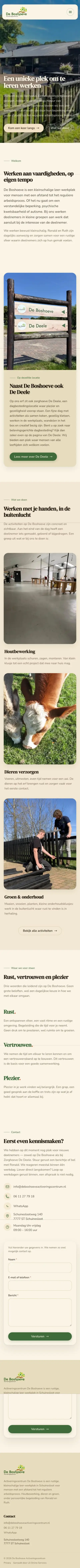 De website van De Boshoeve op een telefoon