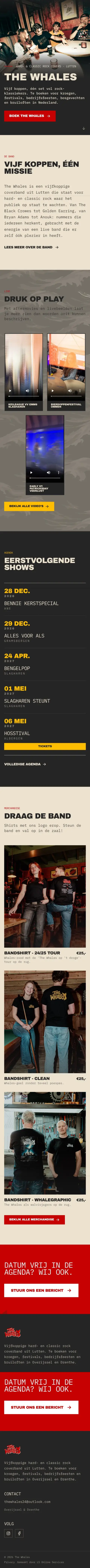De website van The Whales op een telefoon